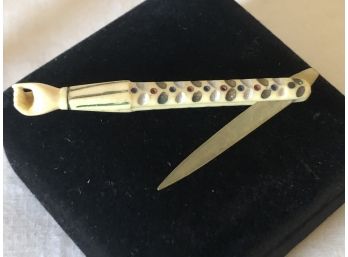 Antique Carved Celluloid Nail File In Case