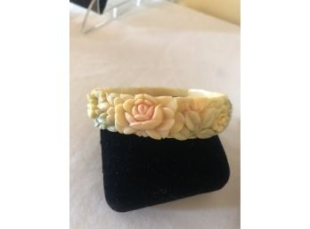 Vintage Carved Celluloid Bangle Bracelet (Japan)