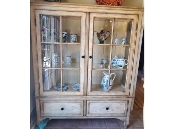 Hand Painted And Distressed China Cabinet By Fortunoffs