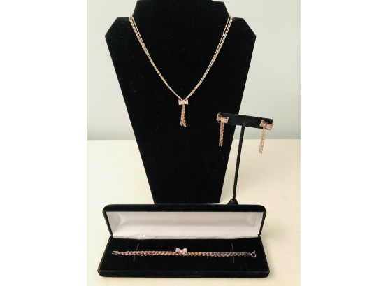 Sterling Silver Bow & Tassel Jewelry Set (18.4 Grams)