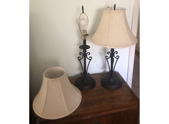 Pair Of Wrought Iron Lamps