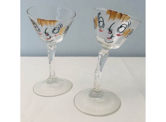 Vintage 1950s Gay Fad Beau Brummel Tipsy Cocktail Glasses