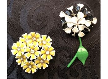 Vintage Retro Painted Flower Brooches