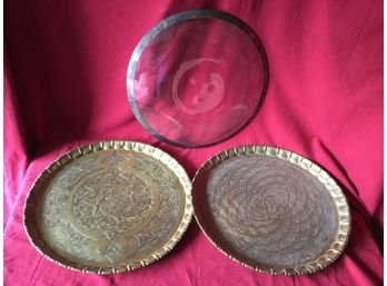 3 Vintage Decorative Platters 17' Dia