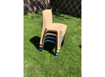 4 Stackable Chairs - Injection Molded Polypropylene