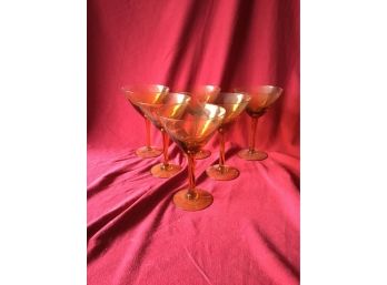 6 Amber Color Cocktail Glasses