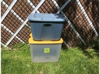 2 Storage Bins - Approx Size 23'x17'x18'  - One Is Cracked But Still Usable