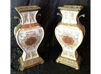 Brass Mounted Porcelain Vases By Castilian