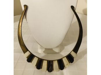 Brass Choker Necklace With Onyx And Mother Of Pearl Inlay - Lot #2