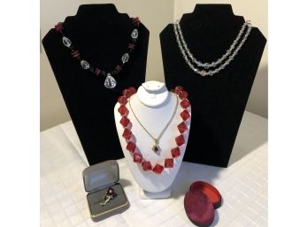 Ladies Crystal & Shades Of Red Jewelry Collection