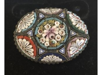Vintage Italian Mosaic Tile Brooch
