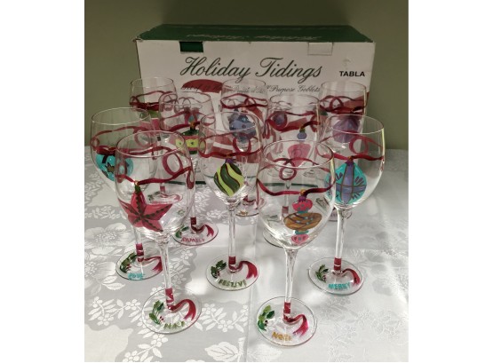 Holiday Tidings Hand Painted Stemware (10)