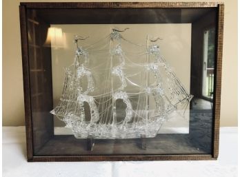 Spun Glass Ship Model In Shadowbox