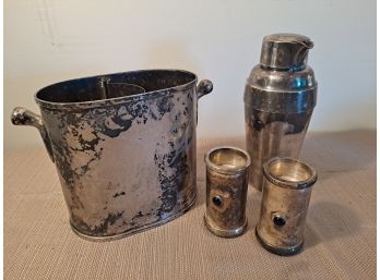 Metal Barware And Candle Sticks