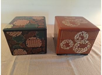Two Asian Themed Boxes With Compartments