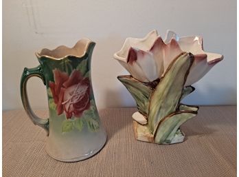 One McCoy Vase And One Pitcher Made In Holland