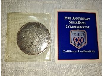 25th Anniversary Super Bowl Commemorative Silver Coin Lot 47
