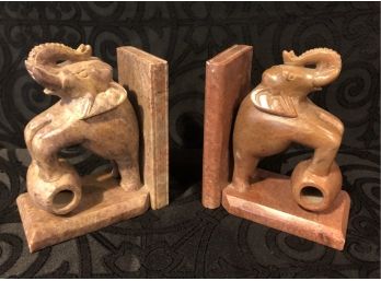 Solid Stone Elephant Bookends
