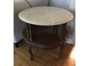 Vintage Round Marble Top End Table