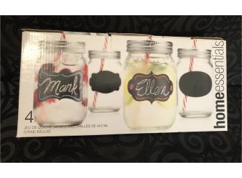 Mason Jar Drinking Glass Set - BRAND NEW IN BOX!