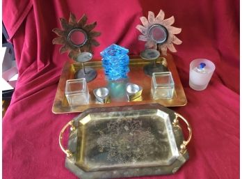 Decor Lot#1 - Trays And  Candle Holders