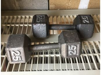 Pair Of 25 Pounds Metal Weights