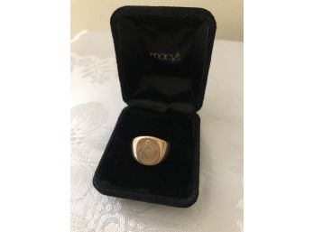 14K Gold Mens Masonic Ring (10.8 Grams)
