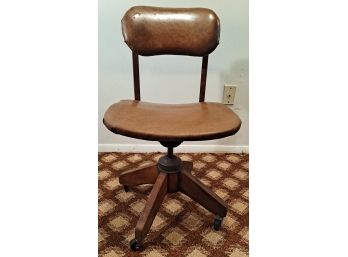 Vintage Solid Wood 'Nathan' Office Chair - Pedestal Casters & Adjustable