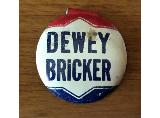 Vintage 1944 Political Dewey Bricker Pin