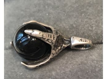 Sterling Silver Onyx Ball Claw Pendant