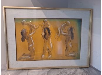 Three Nude Women With Children Signed Hardy