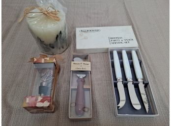 NEW Party Set!  Candle, Wine Cork, Cheese Knife & More!