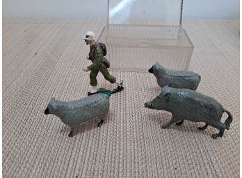 Man, Sheep, & Pig Collectible Figurines