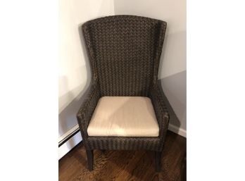Braided Wicker Accent Chair & Cushion