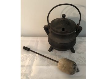 Antique Cast Iron Fire Starter Pot Cauldron