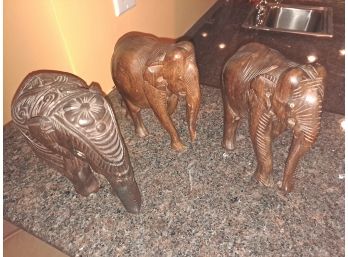 Three Wooden Elephants