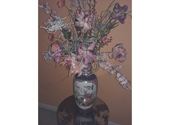 Asian Themed Vase & Artificial Flowers