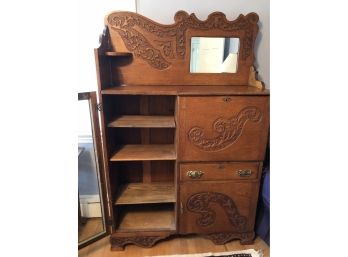 Antique Drop Front Secretary Bookcase & Original Key