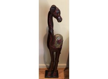 Artisan Mosaic Wooden Camel Sculpture