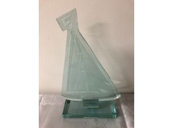 Etched Glass Sailboat Sculpture