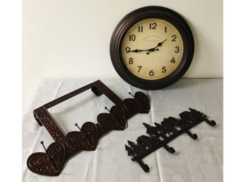 Decorative Wall Hooks & Clock