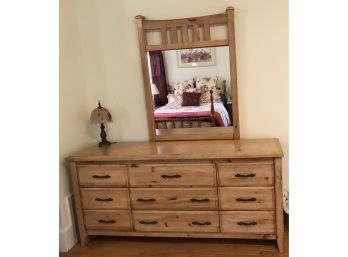 Solid Pine Double Dresser & Mirror By Boyd Furniture