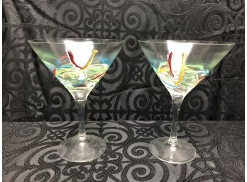 Artisan Mouth Blown Martini Glasses (Romania)