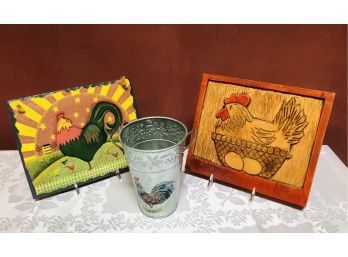 Hand Carved & Painted Rooster Decor