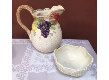 Fitz & Floyd Water Pitcher & Serving Bowl