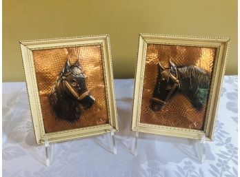 Vintage Copper Dimensional Horse Wall Hangings (Signed H.G.)