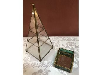 Brass Trim Glass Display & Jewelry Boxes