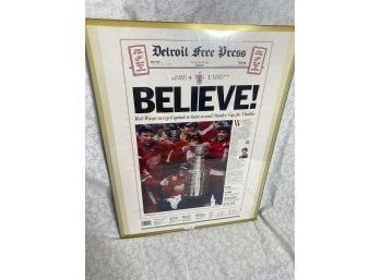 Detroit Free Press Newspaper Article Poster Red Wings