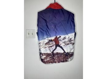 Vintage Winter Vest With Skier Picture On Back