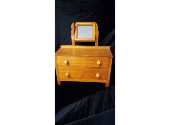 Vintage Handmade Wood Dresser W/ Swivel Mirror